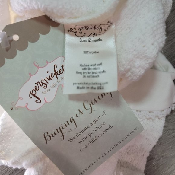 Persnickety NWT Girl white Peter Pan Cardigan Sweater ruffle 100% cotton 12 mont - Picture 5 of 6